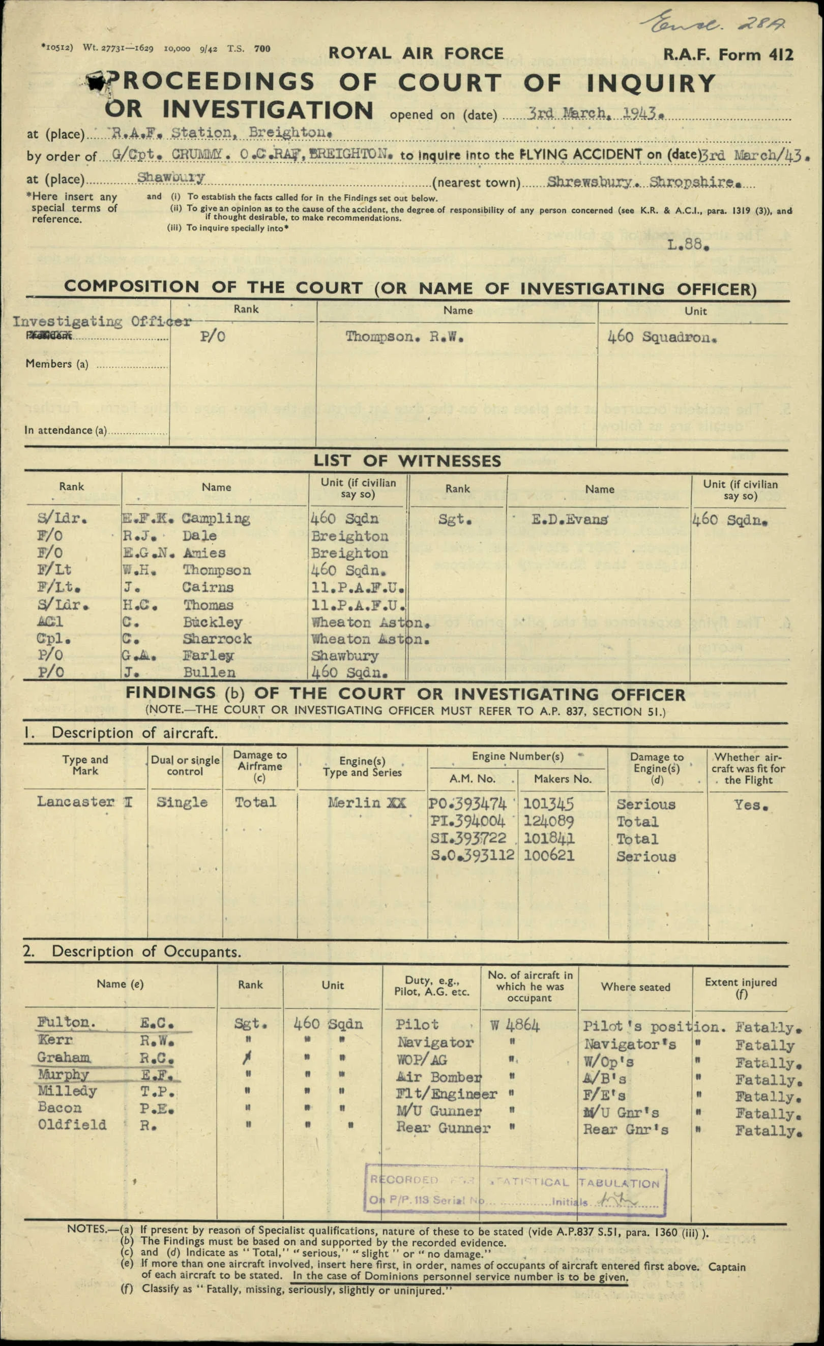 Edgar Clause FULTON Court Of Inquiry Page 1 A Military Photos Video