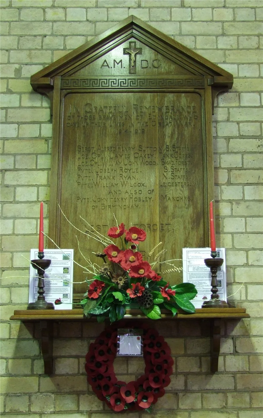 Edingale Church WW1 War Memorial, Staffordshire