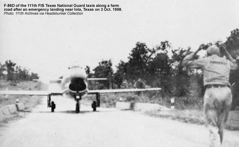 F-86D, emergency landing, 111th FIS Tx ANG