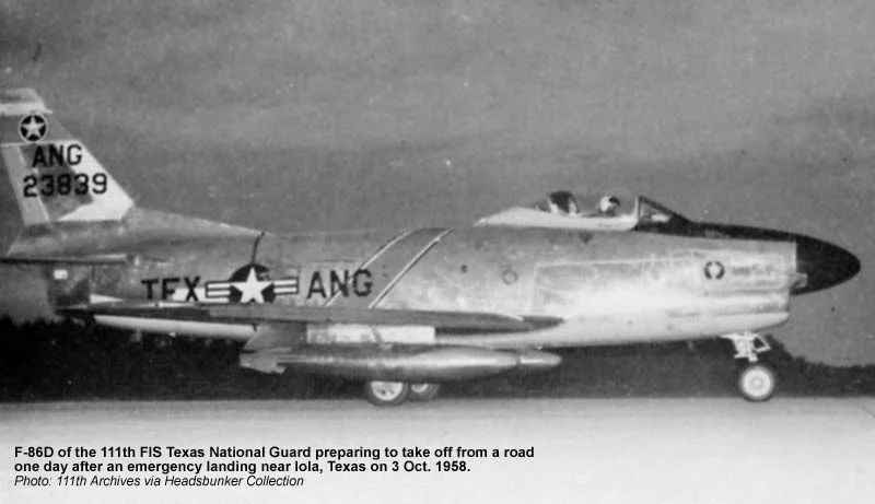 F-86D, road take off, 111th FIS Tx ANG