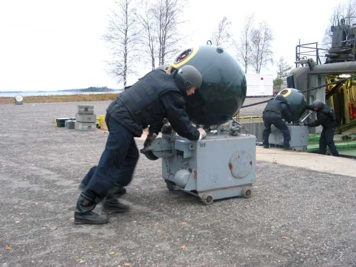 Finnish Navy Loading mines