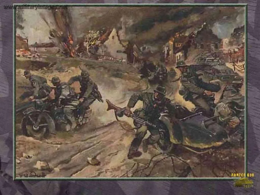 German Motorcycle troops in Combat