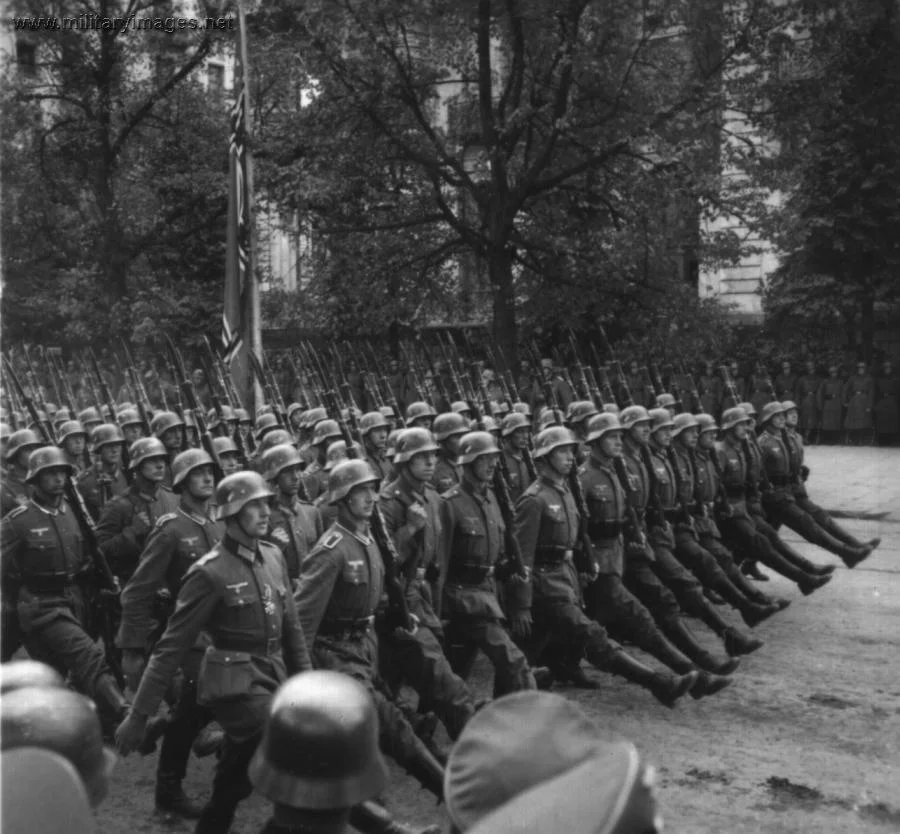 German troops parade through Warsaw, Poland