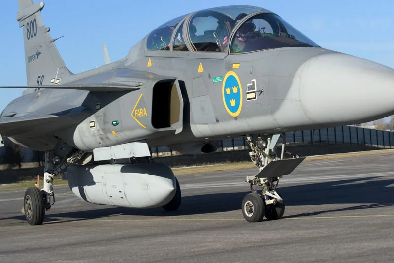 Gripen fitted with a photo recce pod