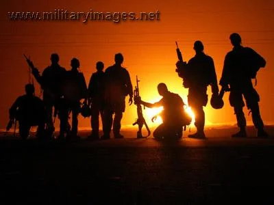 Group of Marines sunset