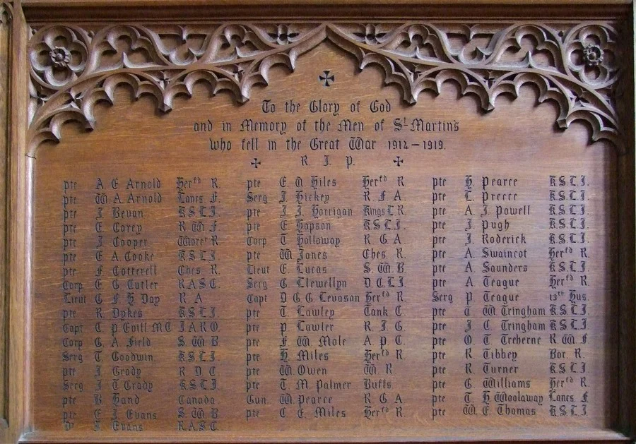 Hereford St Martin's Church WW 1, War Memorial Herefordshire