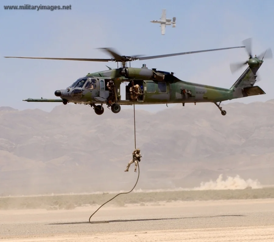 HH-60G Pave Hawk retrieves a pararescueman | A Military Photo & Video ...