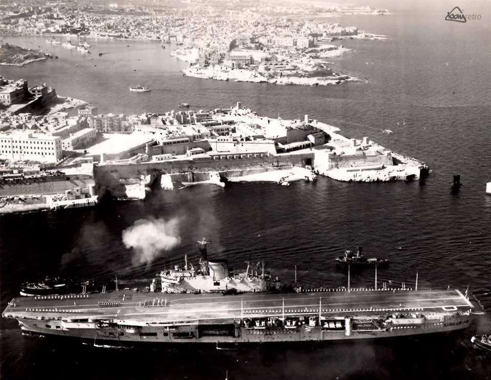 HMS Ark Royal Arriving In Malta 1955