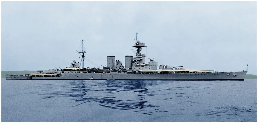 HMS Hood - 1937 colourized