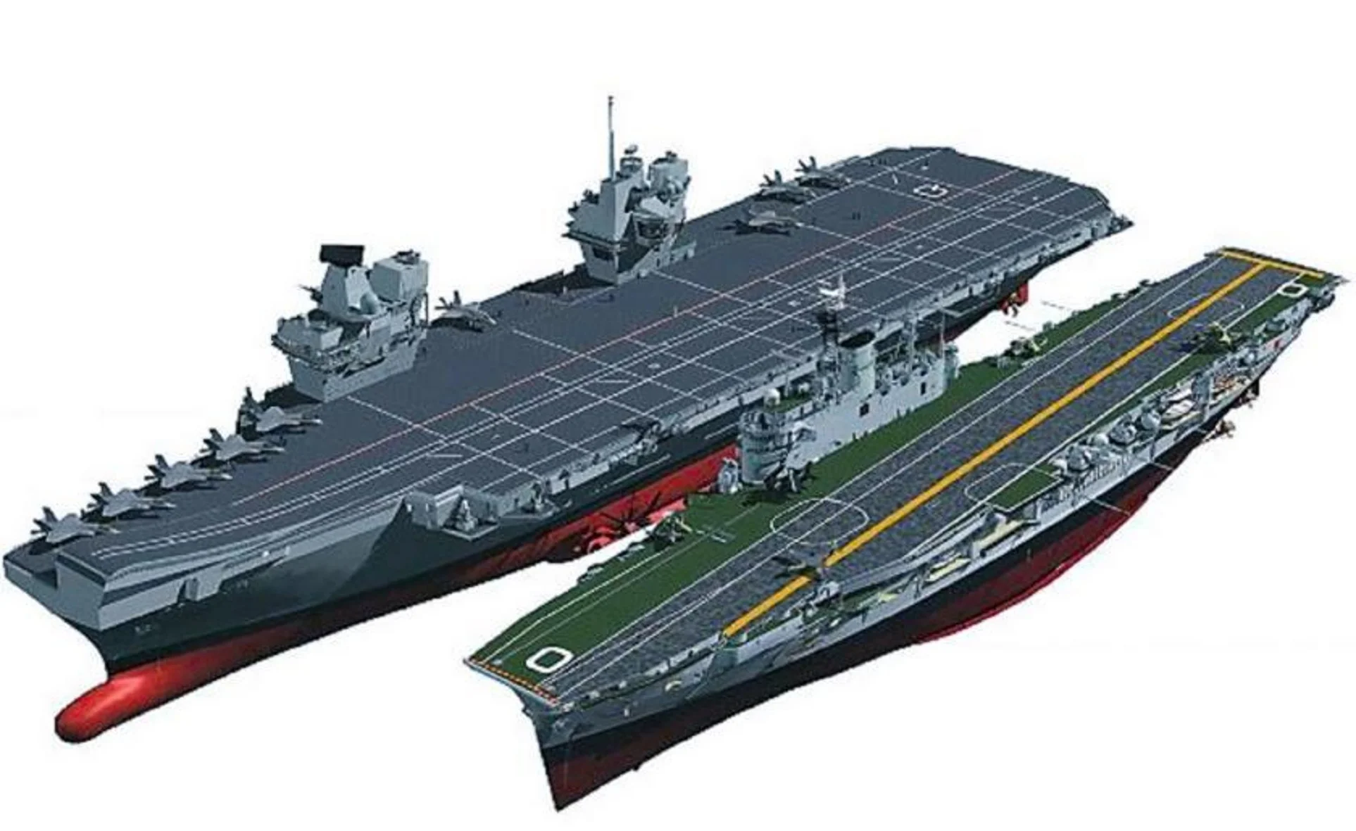 HMS QE next to HMS Ark Royal