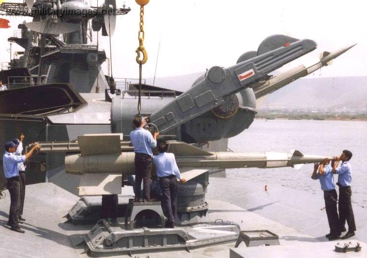 Indian Navy - Sailors arm a launcher with S-125M SAM