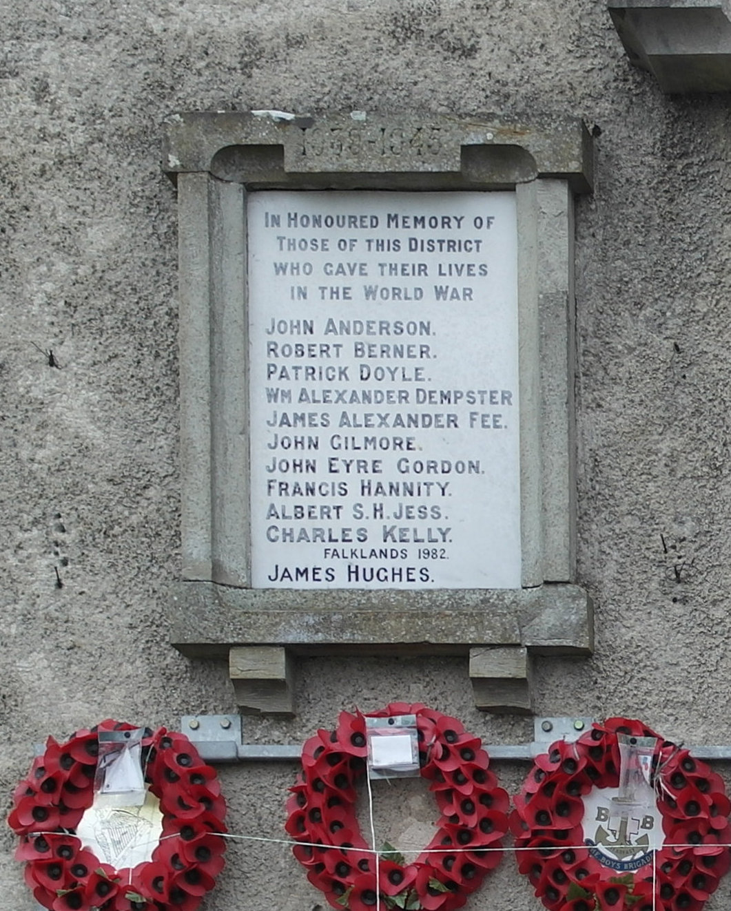 Killyleagh War Memorial, WW2  Left