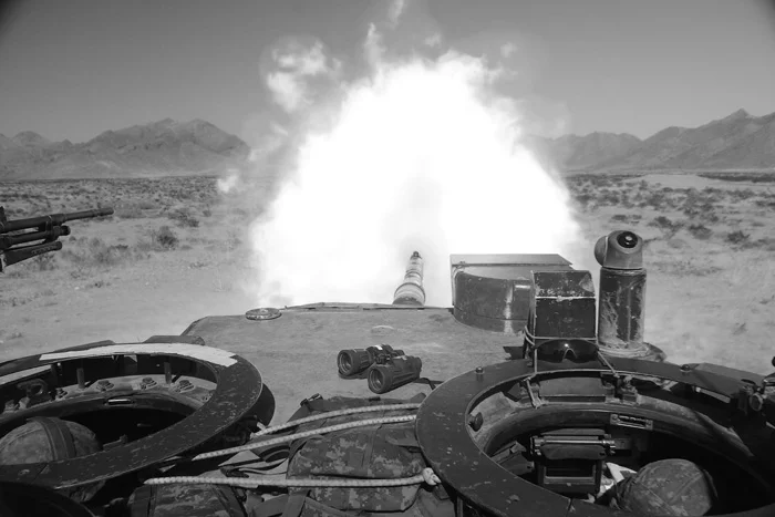 Leopard tank firing