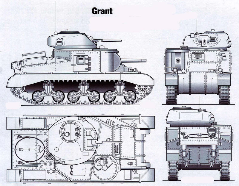 M3 Grant medium tank drawing