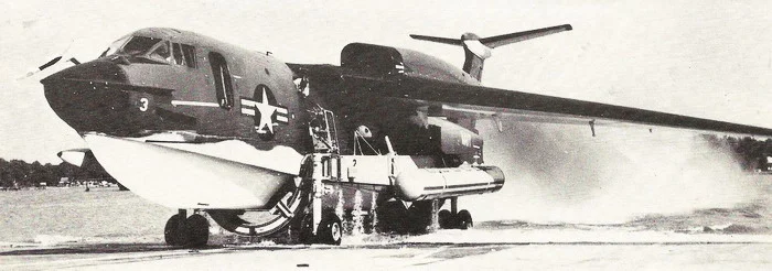 Martin P6M SeaMaster testing beaching gear in Baltimore, Maryland in 1958