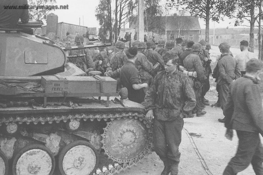 Men from SS-Division Nord and a Pz.Kpfw II