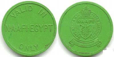 NAAFI GREEN TOKEN FOR EGYPT 1940s