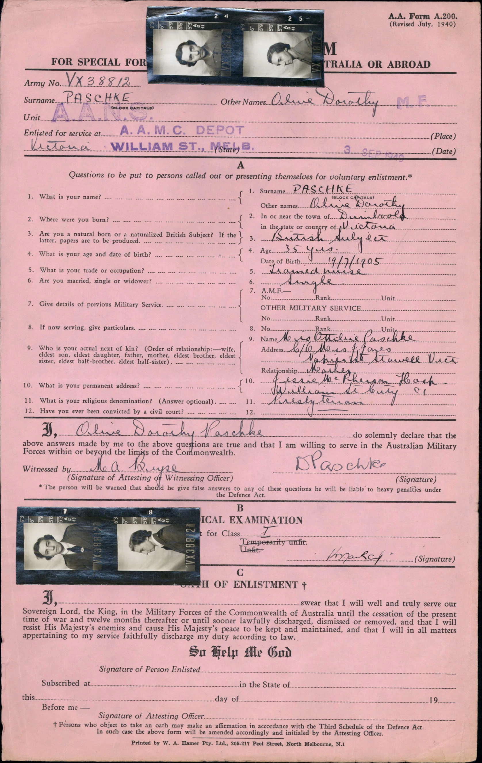 Olive Paschke (Attestation Record)