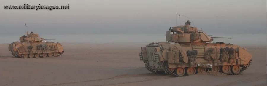 Pair of M2-A2 Bradley fighting vehicles