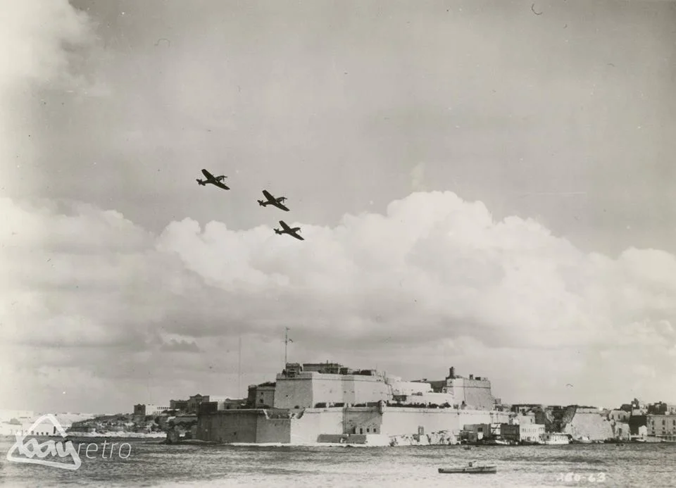 RAF Spitfires over St Angelo During The Filming of the Movie Malta Story In 1952