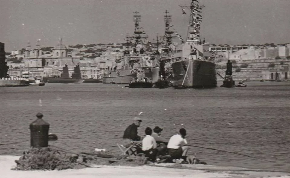 Royal Navy Ships In Msida Creek, Malta 1950s