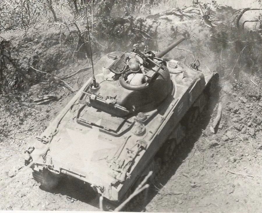 Sherman tank from above