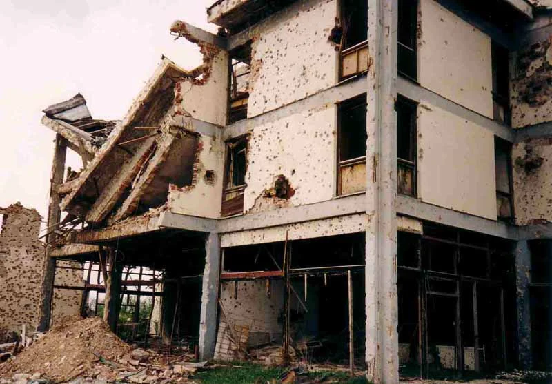 Shot up building Bosnia