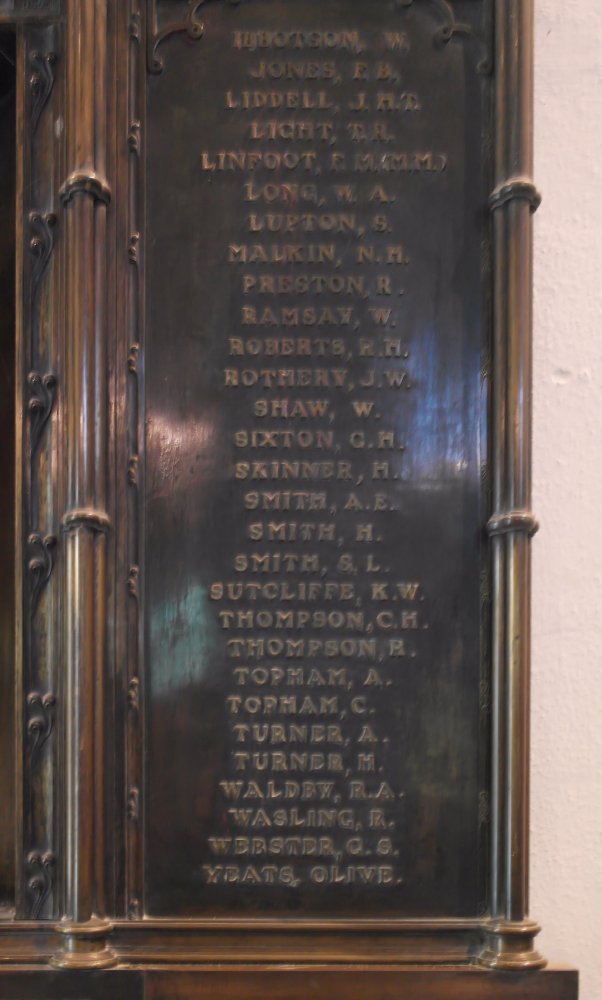 St Peter's Harrogate, Yorkshire. W.ar Memorial