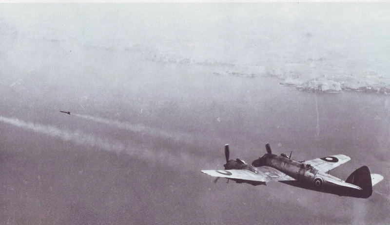 The Bristol Beaufighter firing rockets