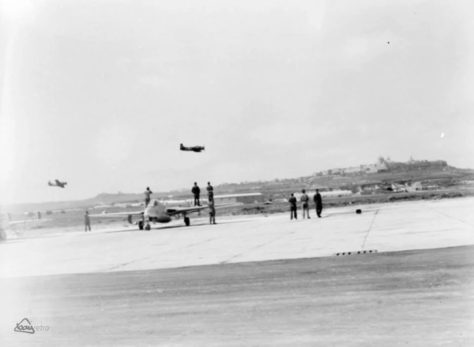 US Navy Skyraiders Flying Over RAF Ta' Kali During A 1954 NATO Exercise