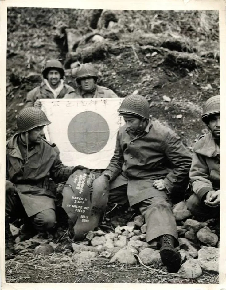 US troops and Japanese flag