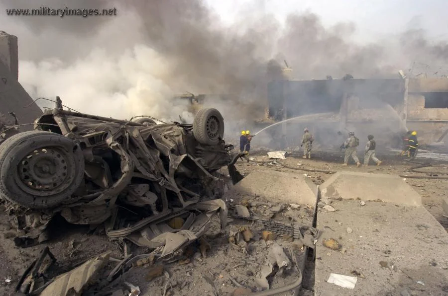 VBIED after exploding on a street in Baghdad, Iraq