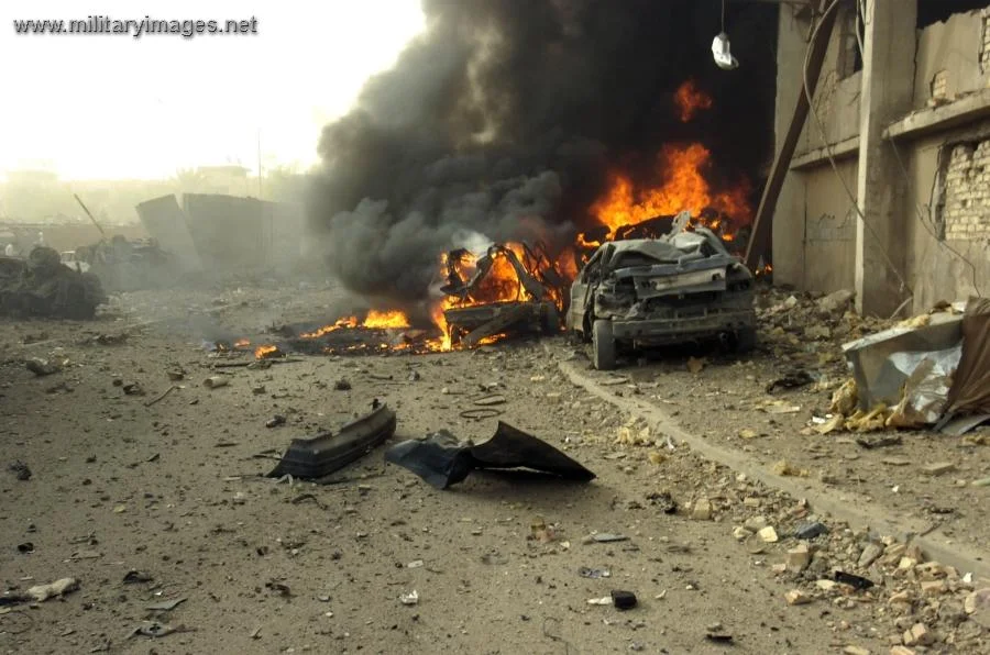 VBIED after exploding on a street in Baghdad, Iraq
