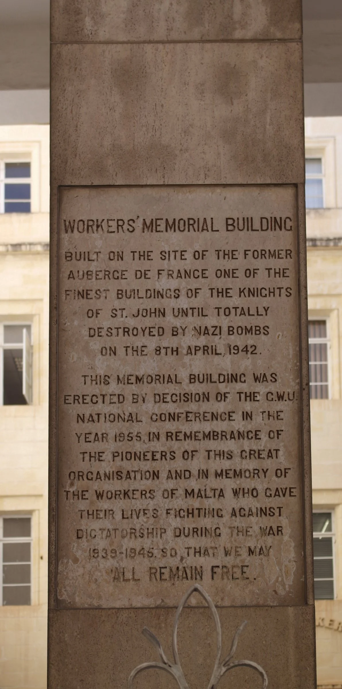 Workers Memorial Building Valletta 1939-1945